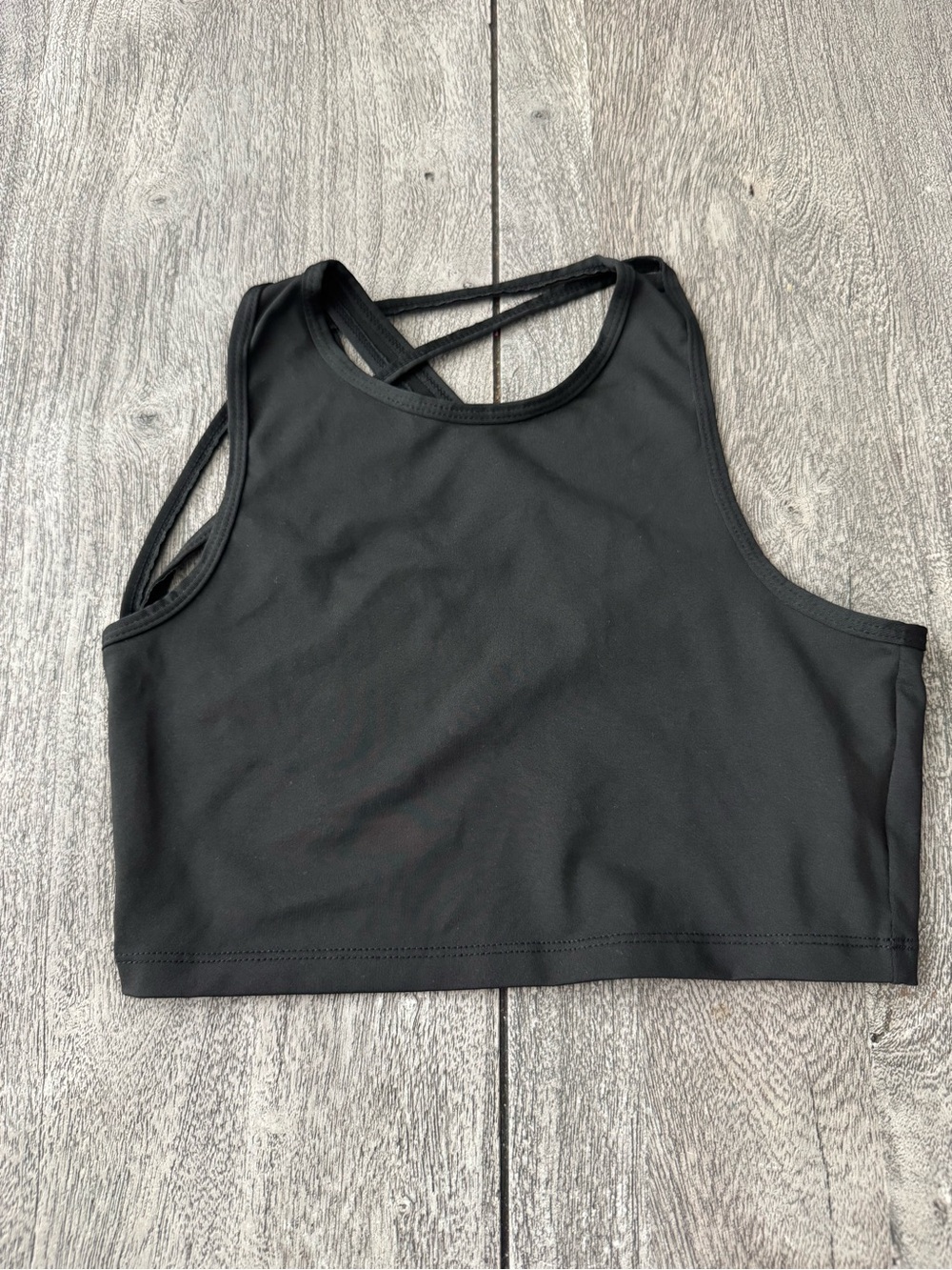 SHEIN Black High-Neck Cropped Sports Bralette with Cross-Back Straps